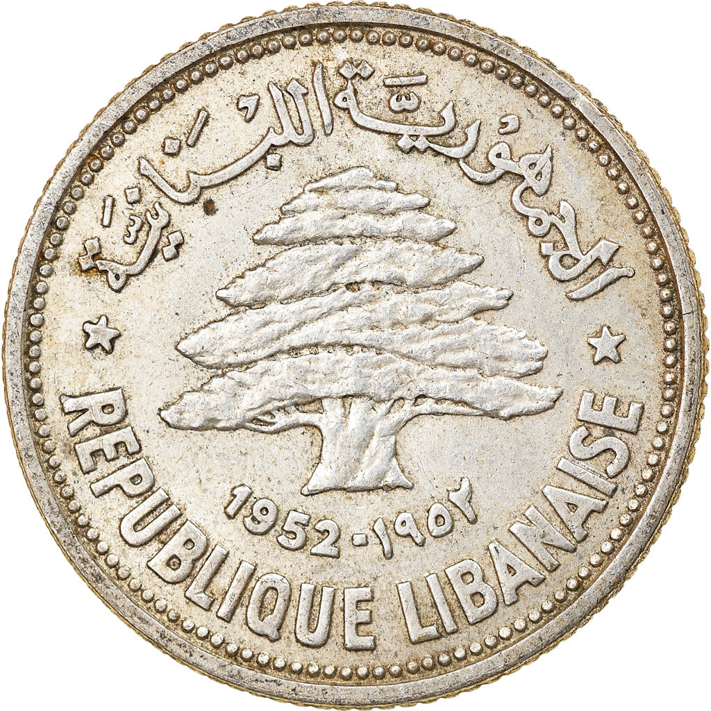 Moneta, Liban, 50 Piastres, 1952, Utrecht, EF(40-45), Srebro, KM:17