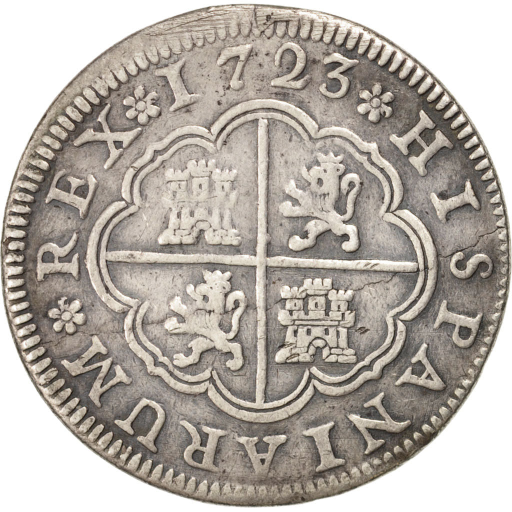 SPAIN, 2 Reales, 1723, Segovia, KM #297, VF(30-35), Silver, 5.33