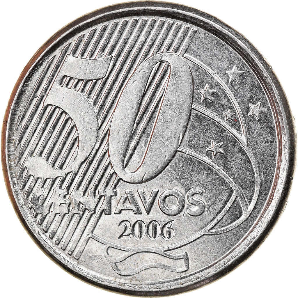 Moneta, Brasile, 50 Centavos, 2006, SPL-, Acciaio inossidabile, KM:651a