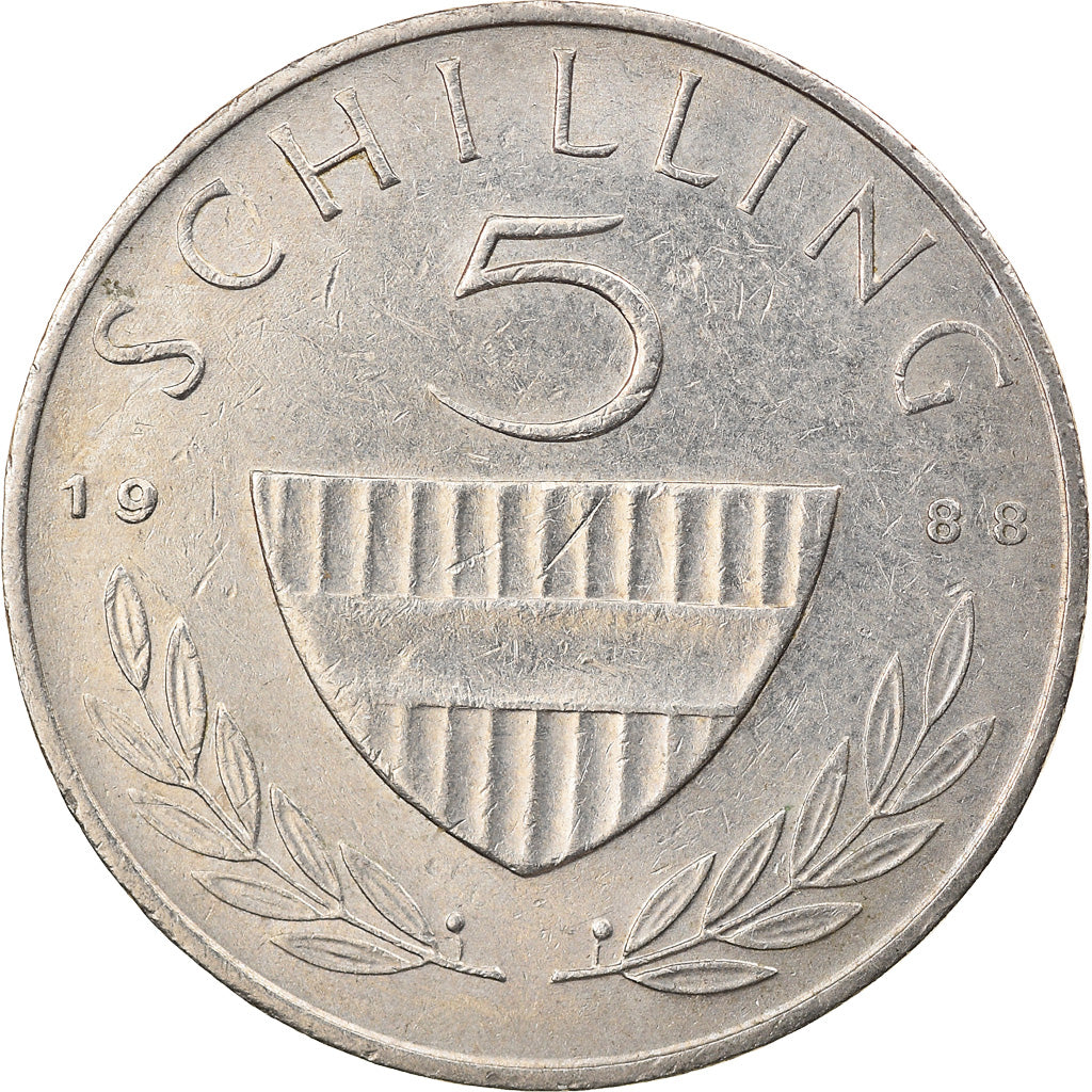 Moneta, Austria, 5 Schilling, 1988, AU(55-58), Miedź-Nikiel, KM:2889a