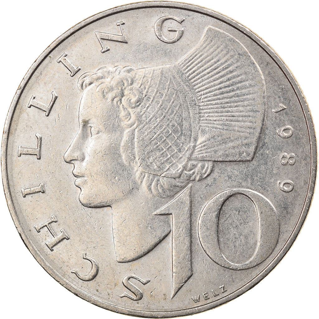 Moneta, Austria, 10 Schilling, 1989, AU(55-58), Miedź - nikiel niklowany