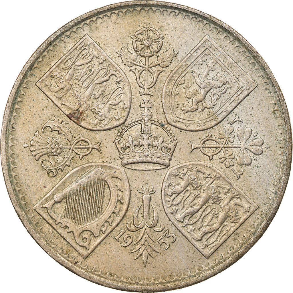 Monnaie, Grande-Bretagne, Elizabeth II, Crown, 1953, TB+, Copper-nickel, KM:894