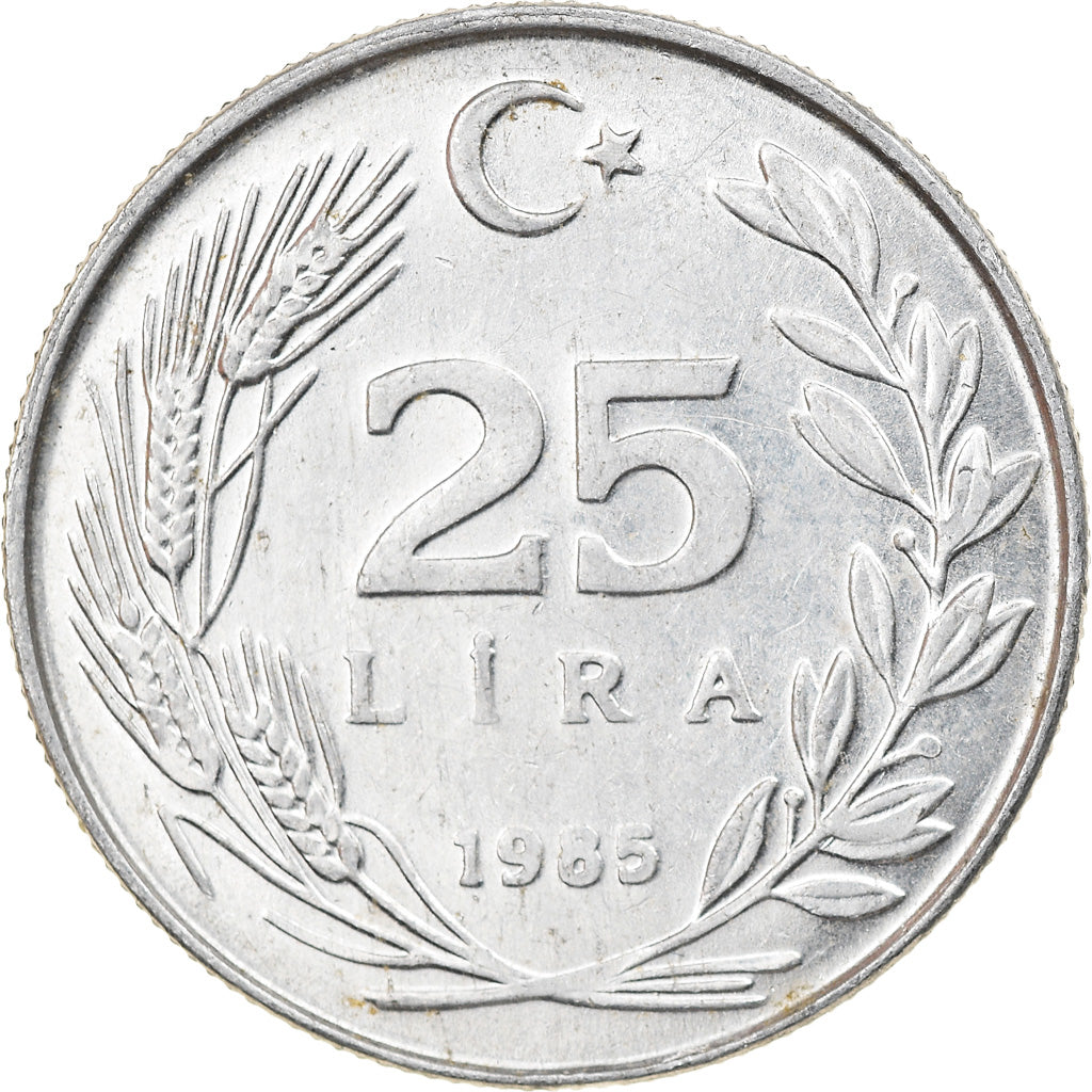Coin, Turkey, 25 Lira, 1985, AU(55-58), Aluminum, KM:975