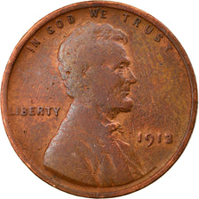 Monnaie, États-Unis, Lincoln Cent, Cent, 1913, U.S. Mint, Philadelphie, TB+