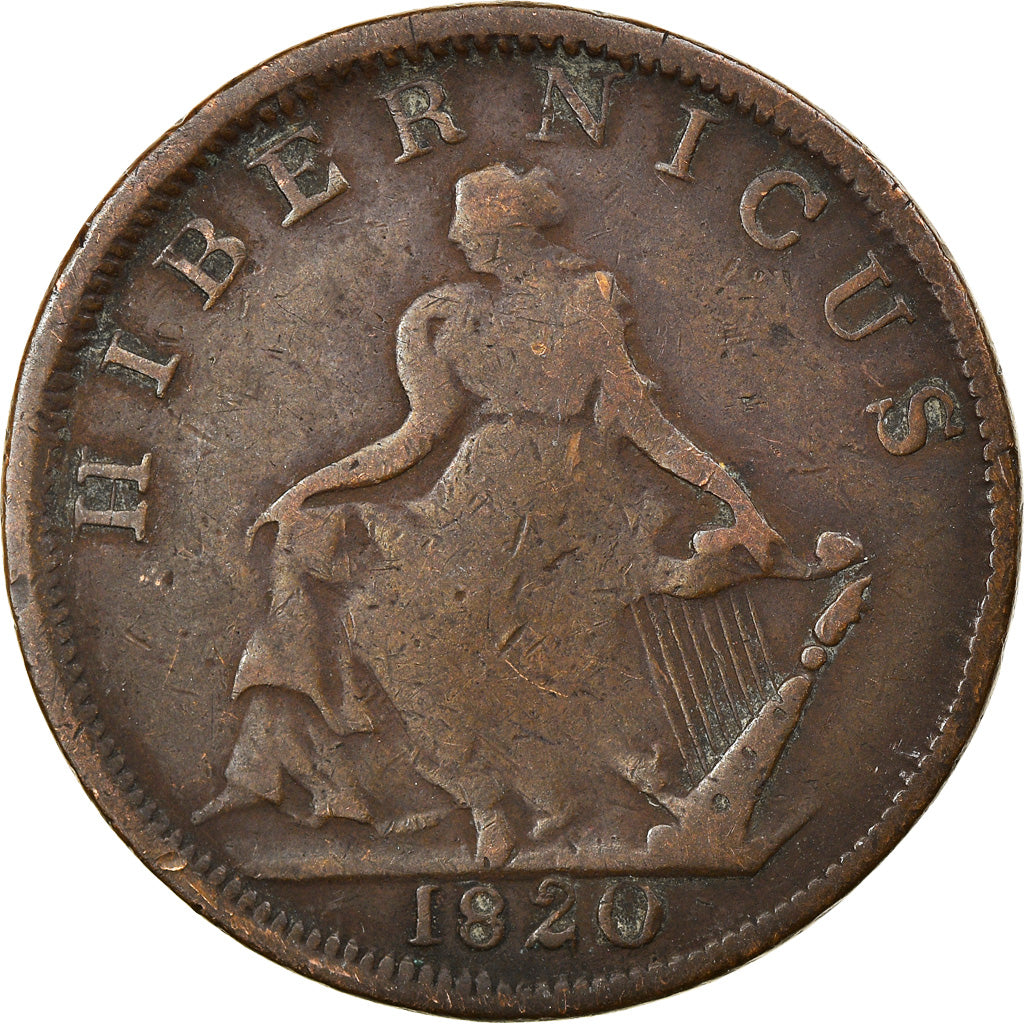 Moneta, Irlanda, Halfpenny Token, 1820, MB, Rame