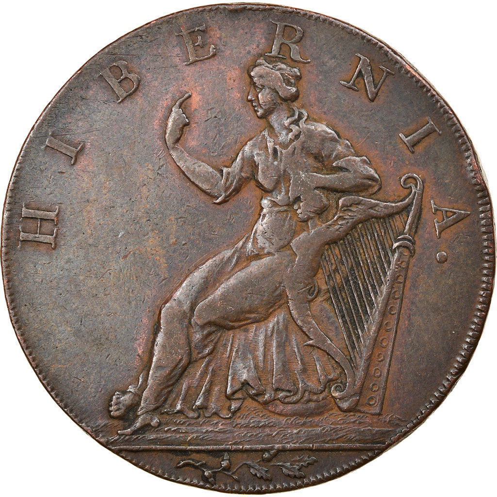 Moneta, Irlanda, Wicklow, Halfpenny Token, 1789, Cronebane, MB+, Rame