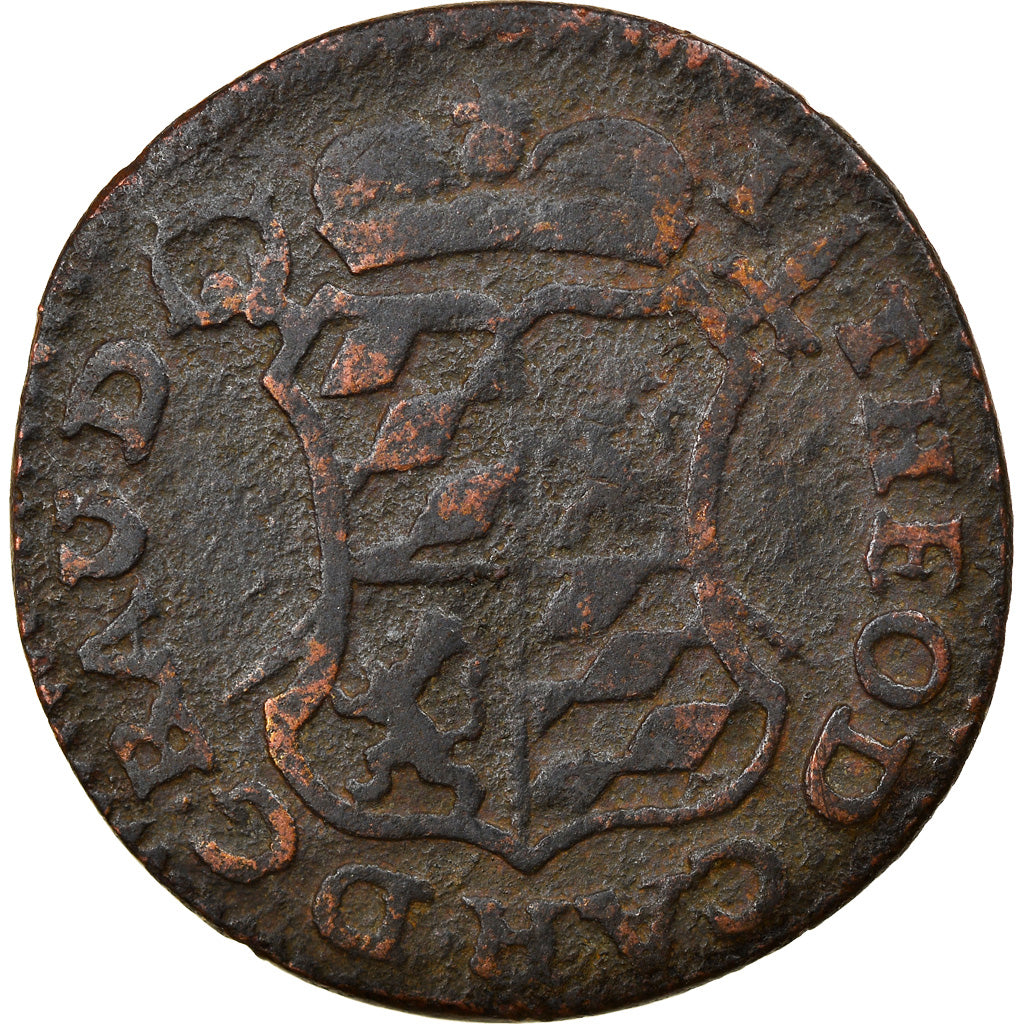 Moneda, LIEJA, John Theodore, Liard, 1751, Liege, BC+, Cobre, KM:155