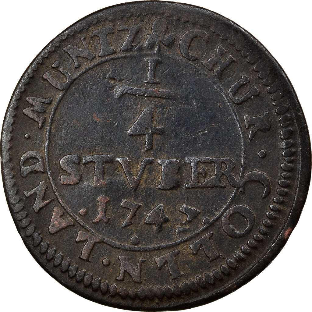 Moneta, Stati tedeschi, COLOGNE, Clemens August, 1/4 St, 1747, MB, Rame