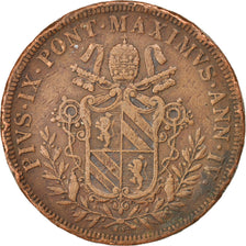 ITALIAN STATES, 5 Baiocchi, 1849, Roma, KM #1346, VF(20-25), Copper, 41, 40.78