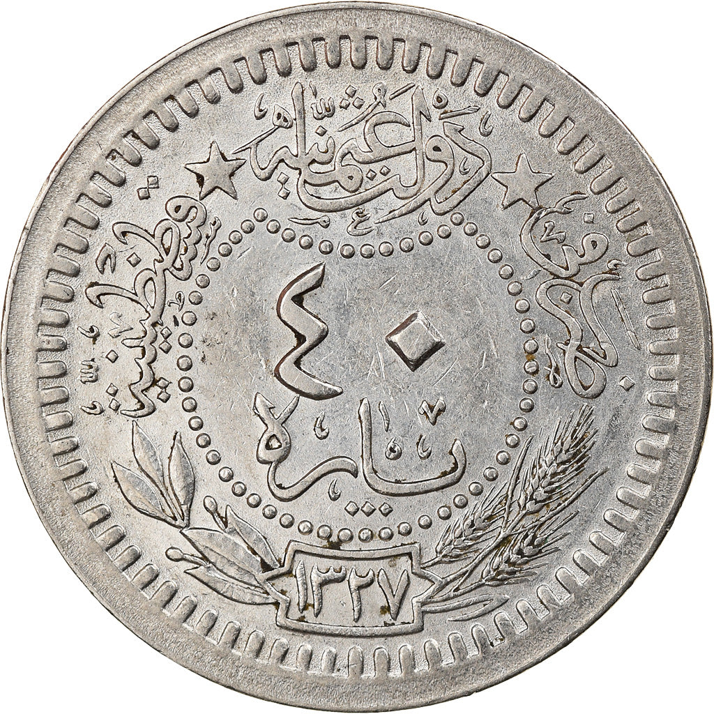 Moneta, Turchia, Muhammad V, 40 Para, 1911/AH1327, Qustantiniyah, SPL-, Nichel