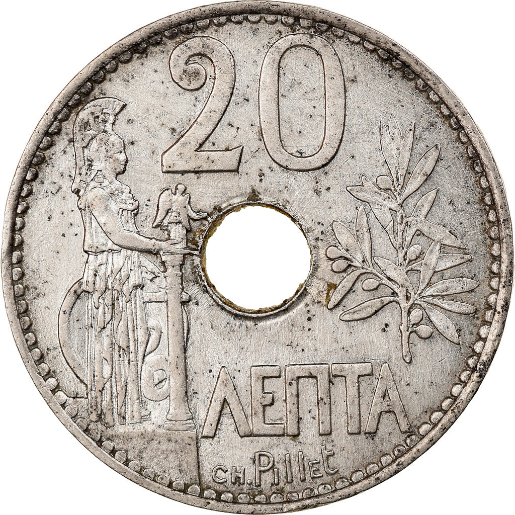 Moneta, Grecia, George I, 20 Lepta, 1912, MB+, Nichel, KM:64
