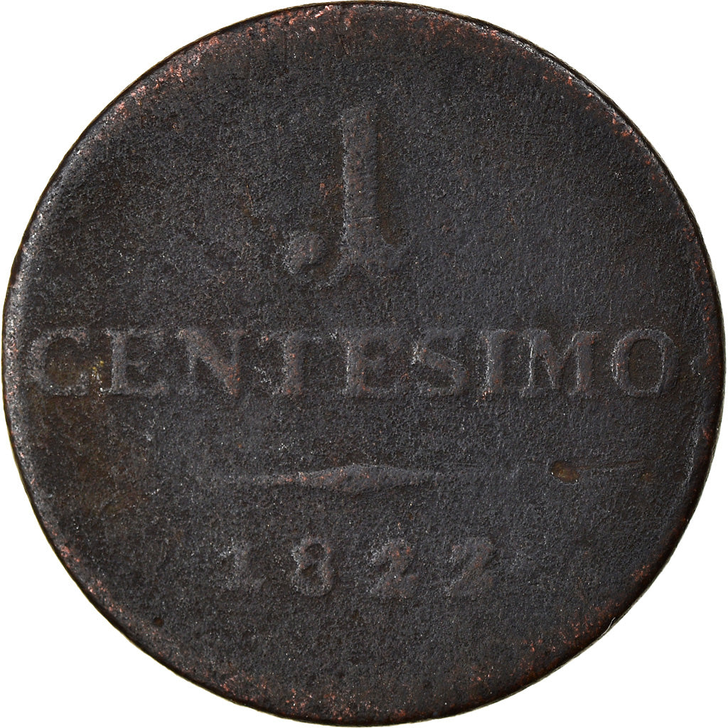 Moneta, STATI ITALIANI, LOMBARDY-VENETIA, Centesimo, 1822, Milan, MB, Rame