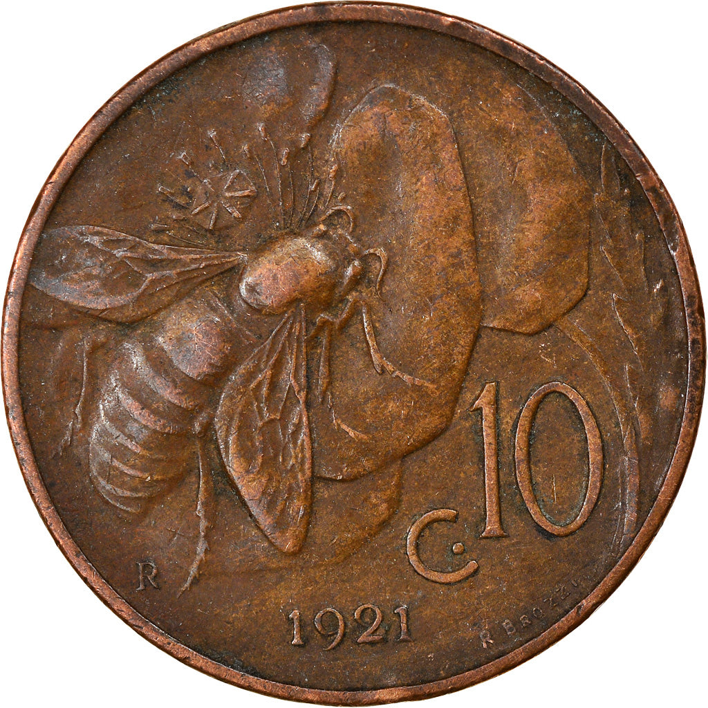 Monnaie, Italie, Vittorio Emanuele III, 10 Centesimi, 1921, Rome, TTB+, Bronze