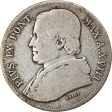 Monnaie, États italiens, PAPAL STATES, Pius IX, 20 Baiocchi, 1863, Roma, TB