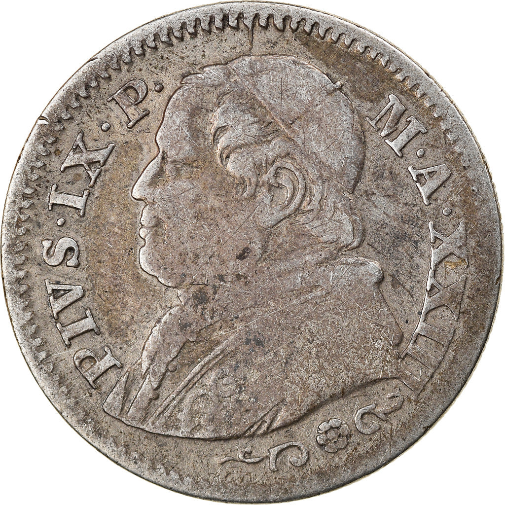Moneda, Estados italianos, PAPAL STATES, Pius IX, 10 Soldi, 50 Centesimi, 1868