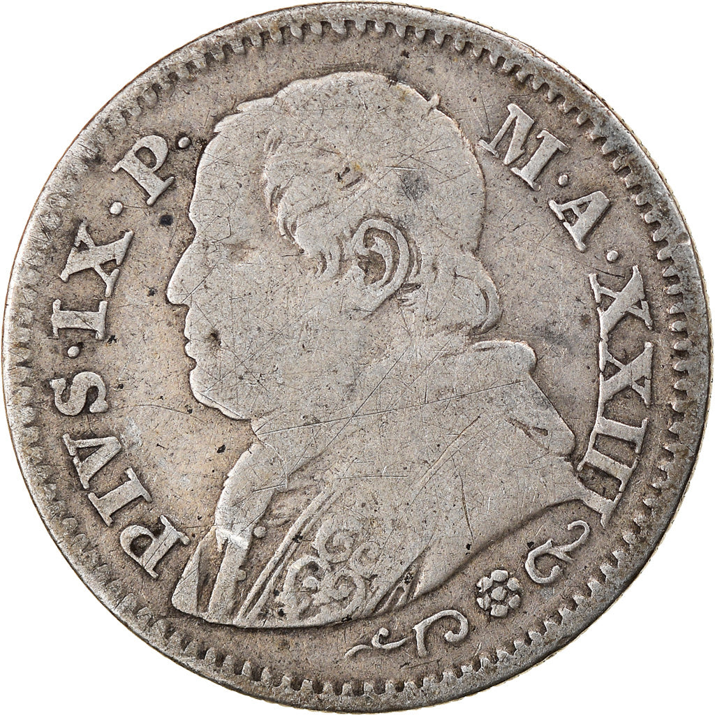 Münze, Italien Staaten, PAPAL STATES, Pius IX, 10 Soldi, 50 Centesimi, 1868