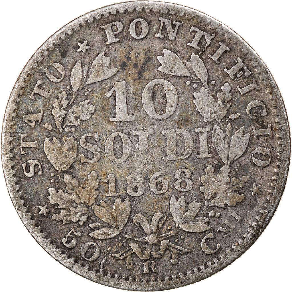 Münze, Italien Staaten, PAPAL STATES, Pius IX, 10 Soldi, 50 Centesimi, 1868
