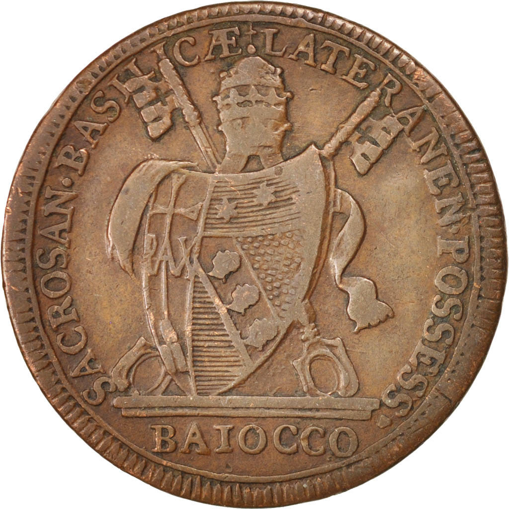 Coin, ITALIAN STATES, PAPAL STATES, Pius VII, Baiocco, 1801, EF(40-45), Copper