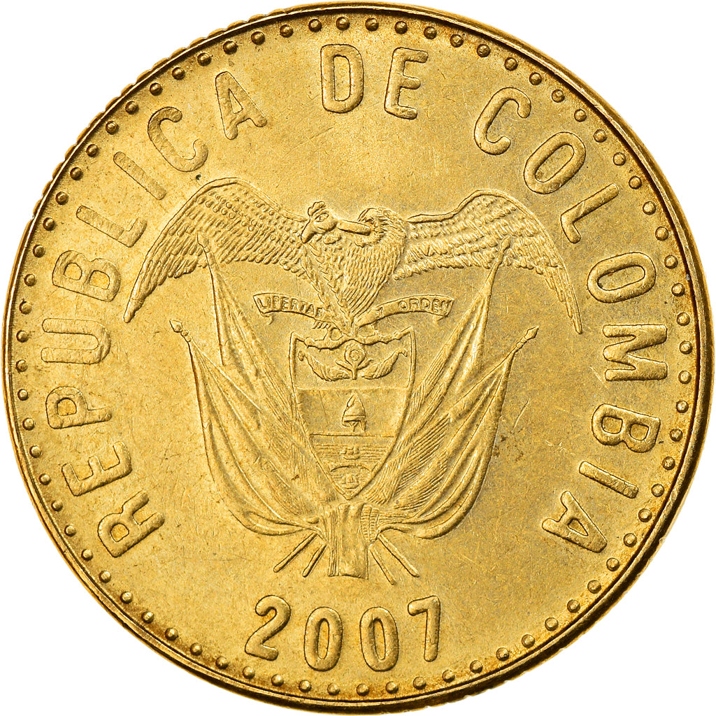 Moeda, Colômbia, 100 Pesos, 2007, AU(55-58), Alumínio-Bronze, KM:285.2