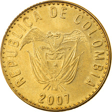 Moeda, Colômbia, 100 Pesos, 2007, AU(55-58), Alumínio-Bronze, KM:285.2
