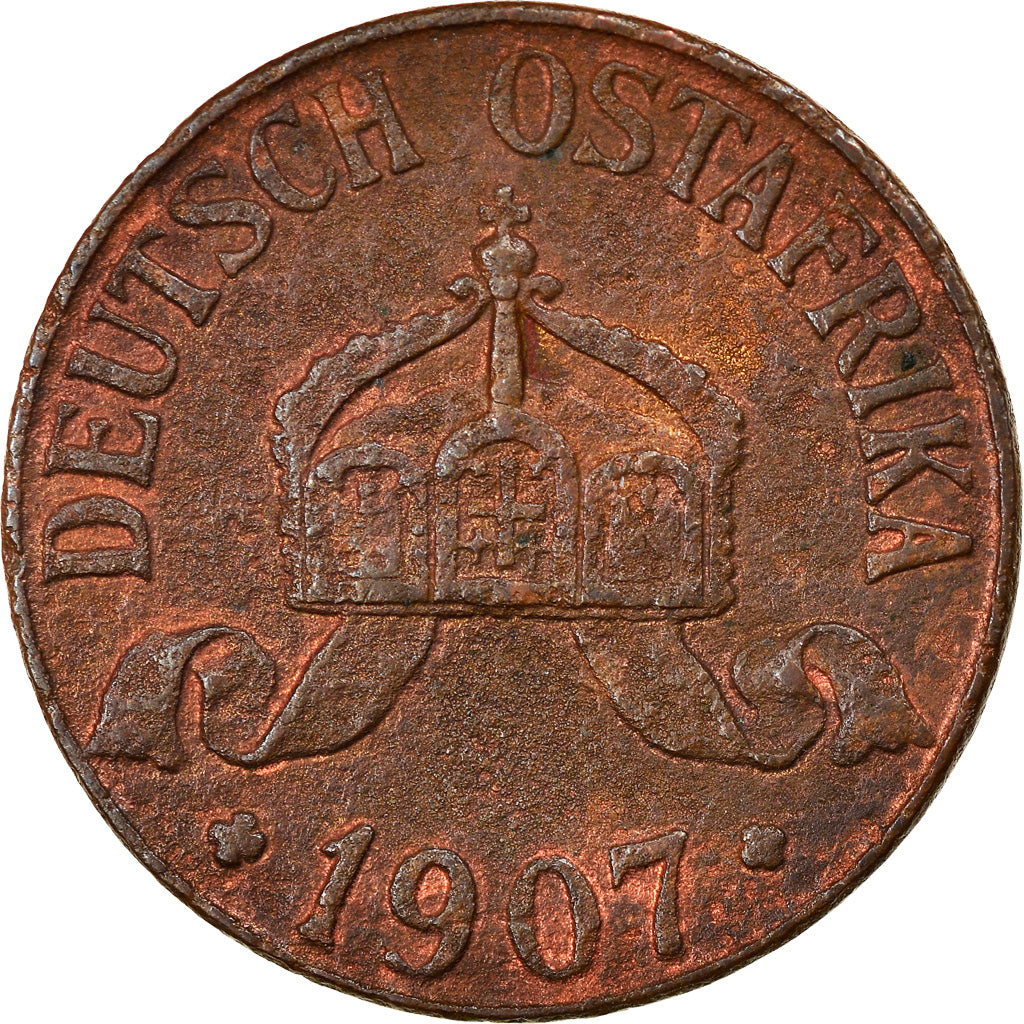 Monnaie, GERMAN EAST AFRICA, Wihelm II, Heller, 1907, TTB, Bronze, KM:7
