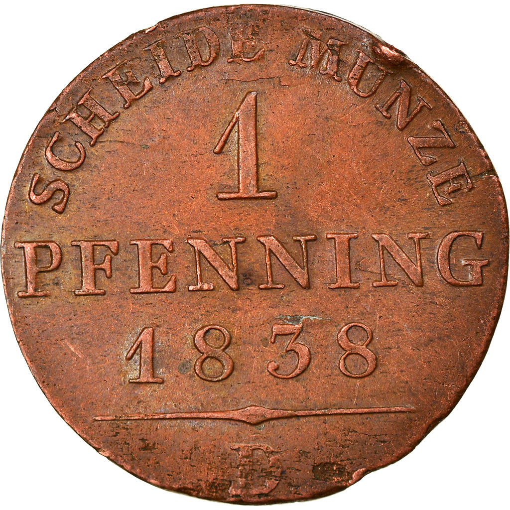 Moeda, Estados Alemães, PRUSSIA, Friedrich Wilhelm III, Pfennig, 1838, Munich