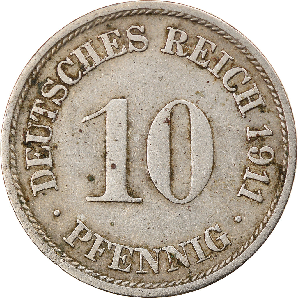 Moneta, GERMANIA - IMPERO, Wilhelm II, 10 Pfennig, 1911, Stuttgart, BB