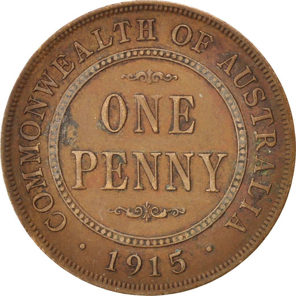AUSTRALIA, Penny, 1915, KM #23, EF(40-45), Bronze, 30.8, 9.46