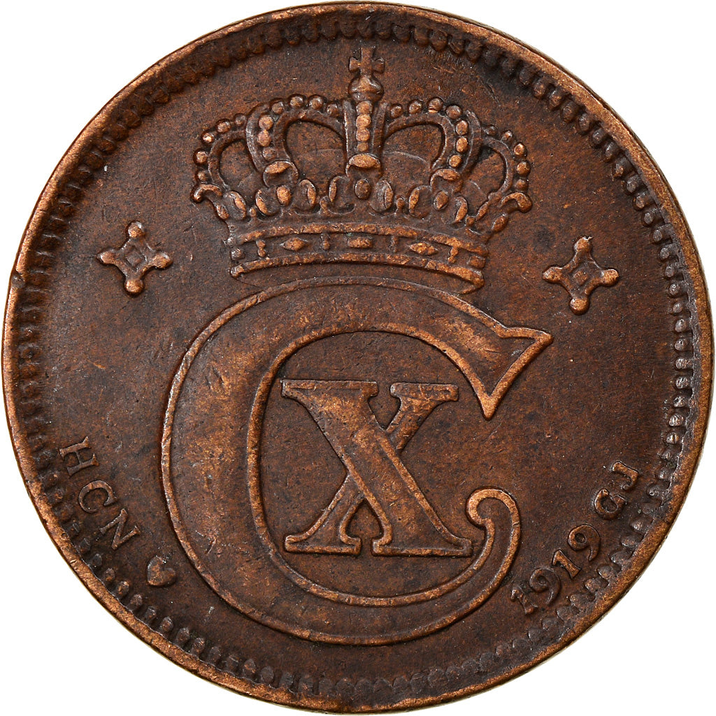 Coin, Denmark, Christian X, 2 Öre, 1919, Copenhagen, EF(40-45), Bronze