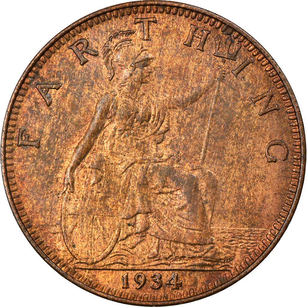 Münze, Großbritannien, George V, Farthing, 1934, SS, Bronze, KM:825