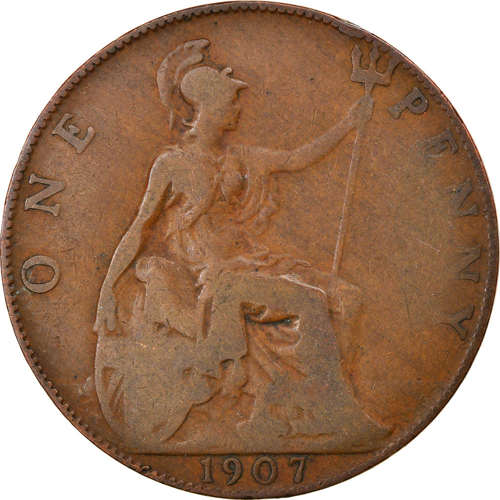 Coin, Great Britain, Edward VII, Penny, 1907, F(12-15), Bronze, KM:794.2