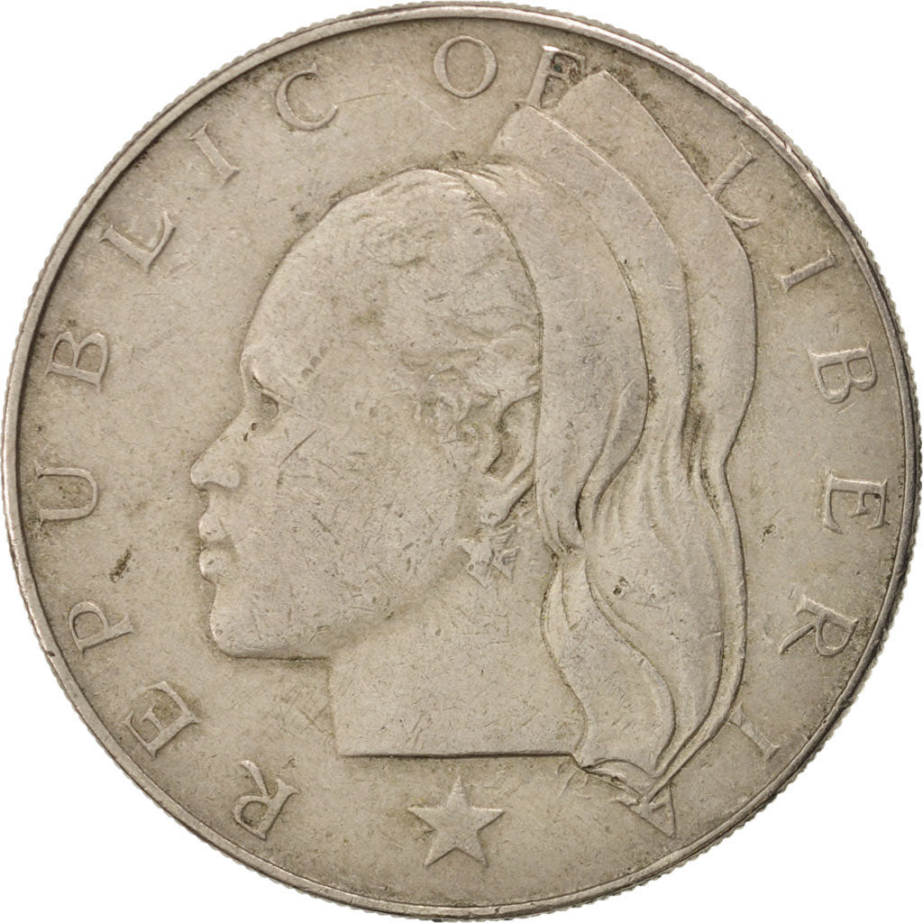 LIBERIA, Dollar, 1968, KM #18a.2, EF(40-45), Copper-Nickel, 34, 20.75