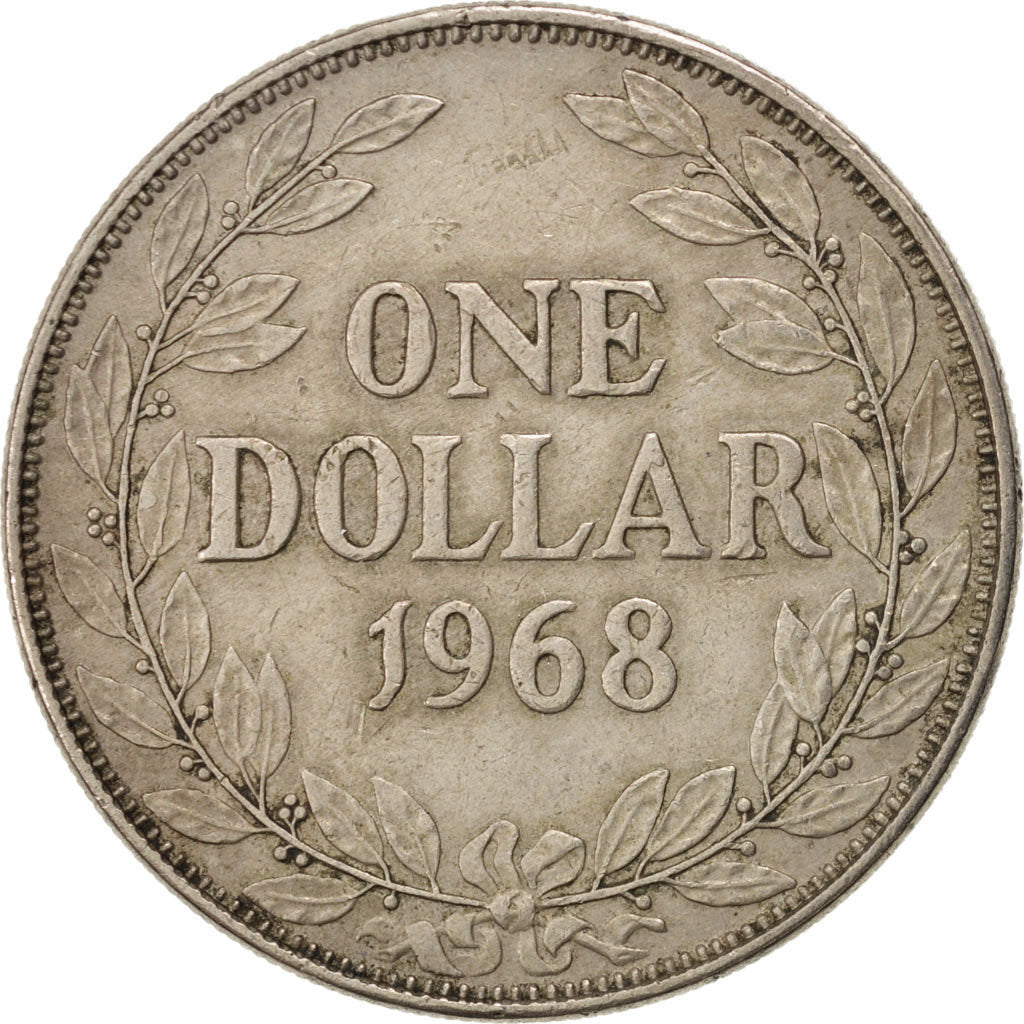 LIBERIA, Dollar, 1968, KM #18a.2, EF(40-45), Copper-Nickel, 34, 20.75