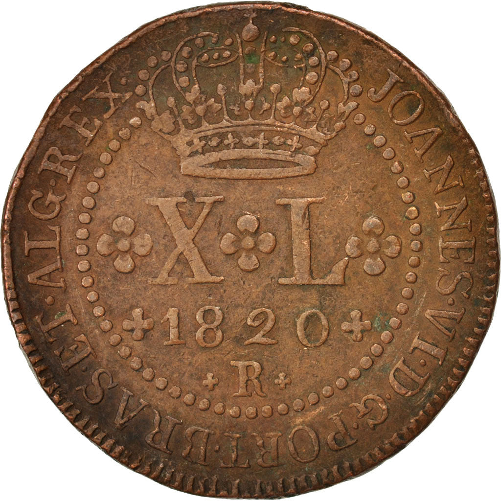 Brasile, 40 Reis, 1820, Rio de Janeiro, BB, Rame, KM:319.1