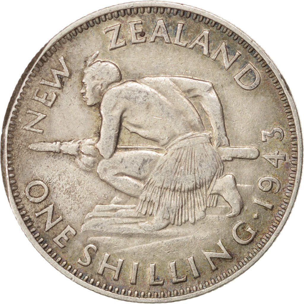 Monnaie, Nouvelle-Zélande, George VI, Shilling, 1943, TTB, Argent, KM:9