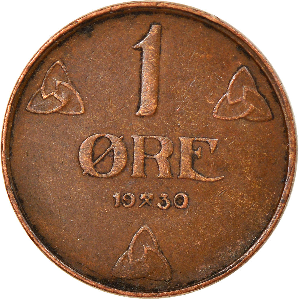 Moneda, Noruega, Haakon VII, Ore, 1930, MBC, Bronce, KM:367