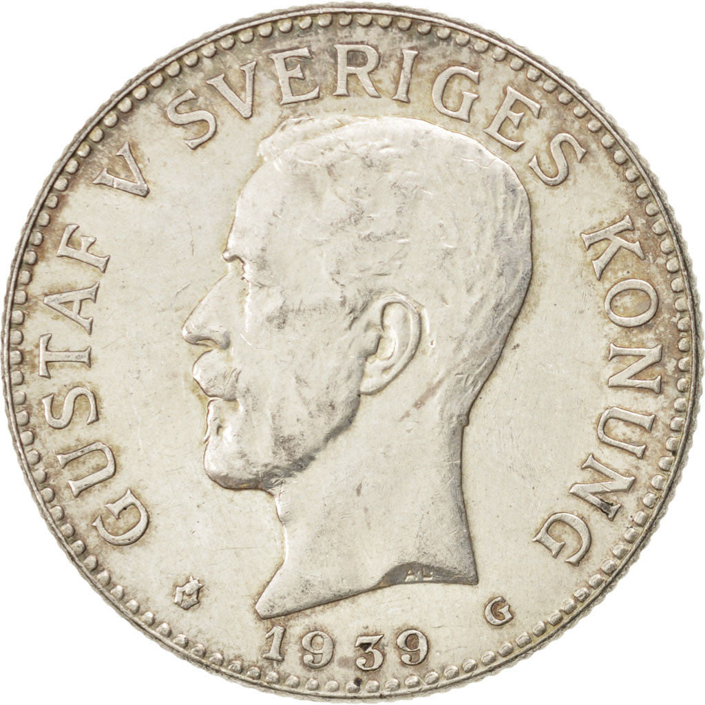 SWEDEN, 2 Kronor, 1939, KM #787, MS(60-62), Silver, 31, 14.99