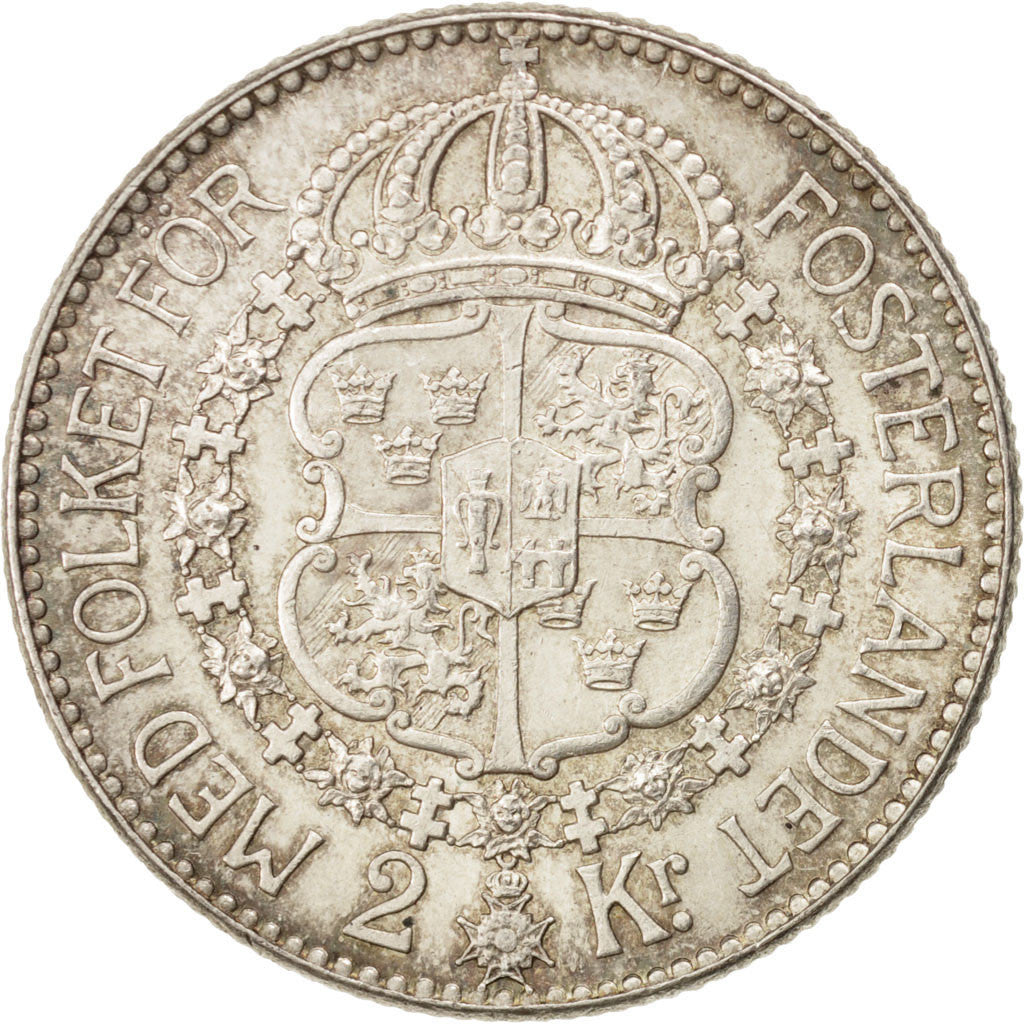 SWEDEN, 2 Kronor, 1939, KM #787, MS(60-62), Silver, 31, 14.99