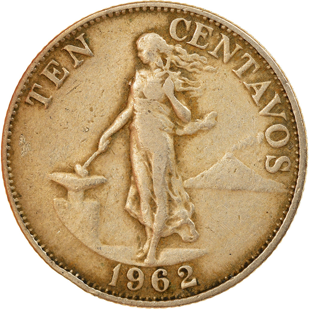 Moneta, Filippine, 10 Centavos, 1962, MB+, Rame-nichel-zinco, KM:188
