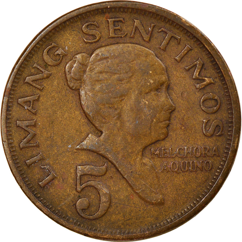 Moeda, Filipinas, 5 Sentimos, 1970, VF(30-35), Latão, KM:197