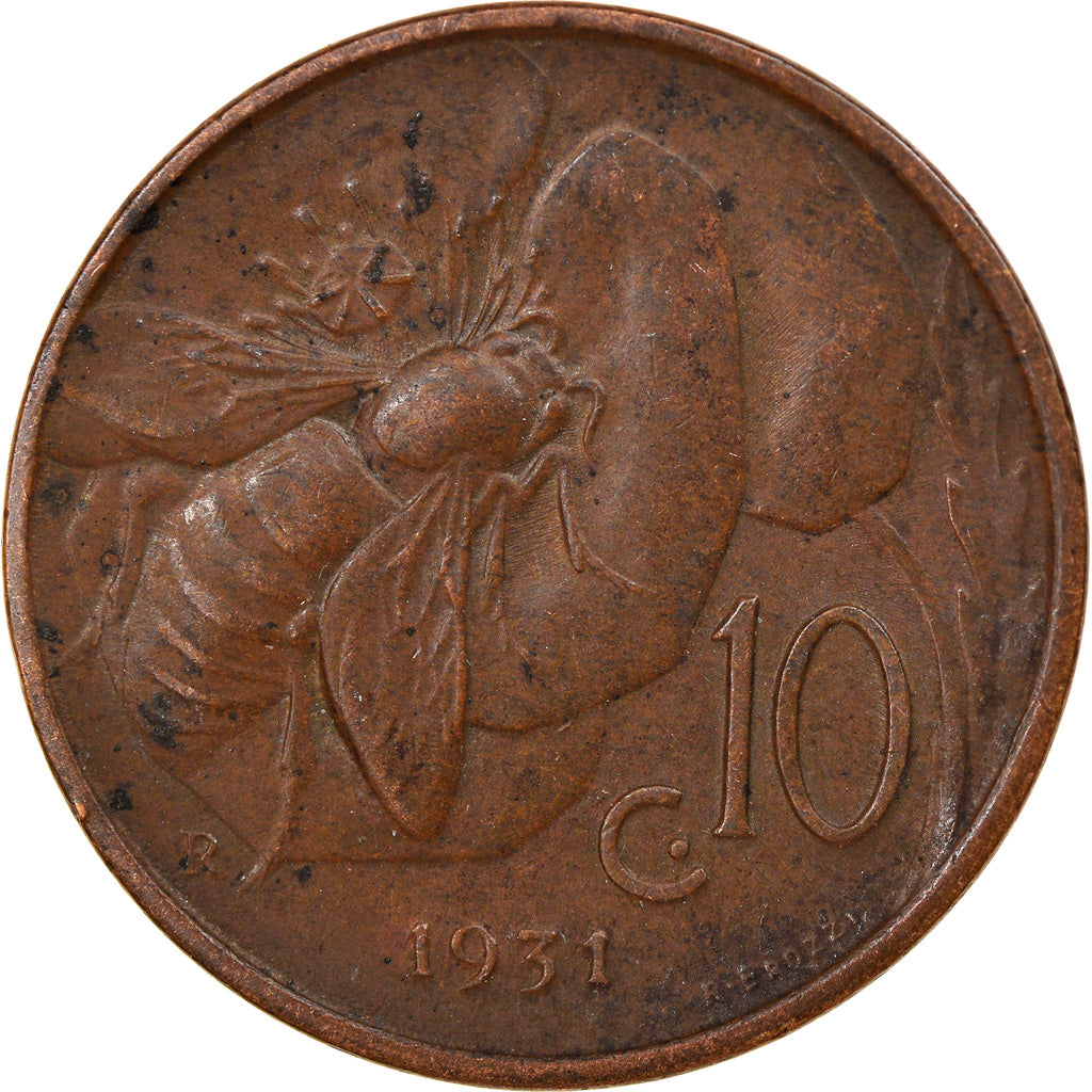 Coin, Italy, Vittorio Emanuele III, 10 Centesimi, 1931, Rome, EF(40-45), Bronze