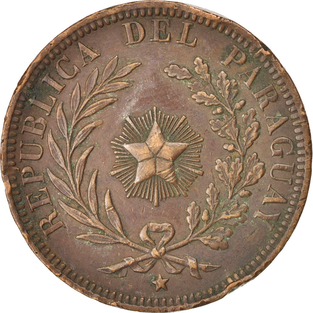 PARAGUAY, 4 Centesimos, 1870, KM #4.1, VF(30-35), Copper, 20.17