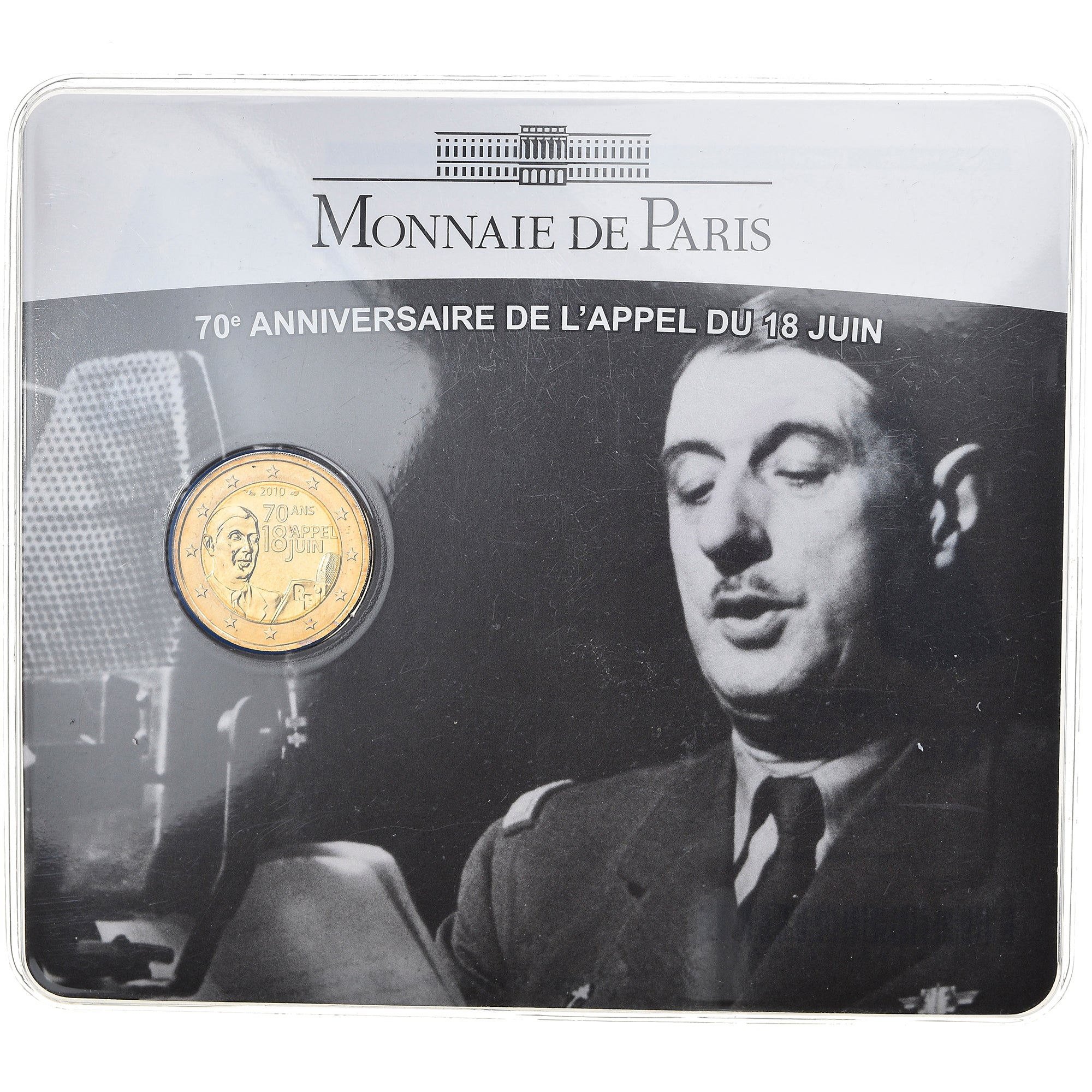 França, 2 Euro, Charles De Gaulle, Appel du 18 juin 1940, 2010, BU, MS(65-70)