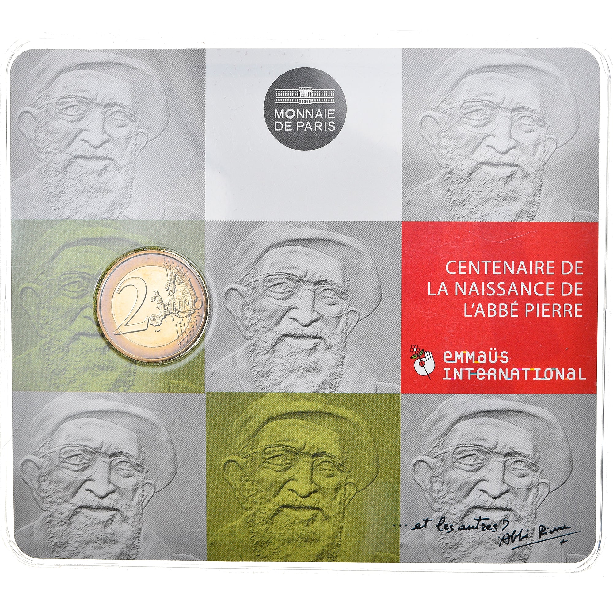 Frankreich, 2 Euro, Abbé Pierre, 2012, BU, STGL, Bi-Metallic