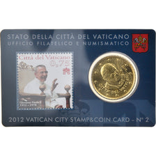 Cité du Vatican, 50 Euro Cent, 2012, Stamp and coin card, FDC, Laiton