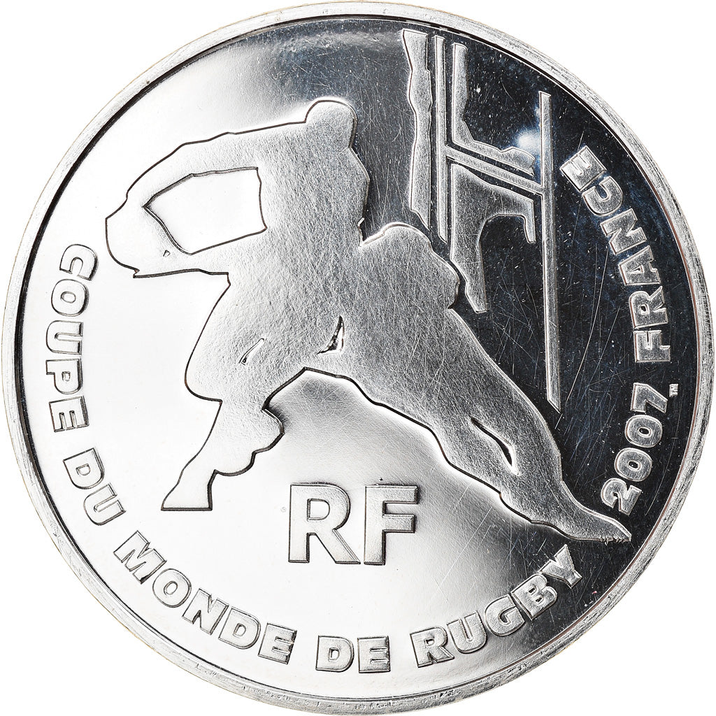 Frankreich, 1/4 Euro, Coupe du monde de Rugby en France, 2007, BU, STGL, Silber