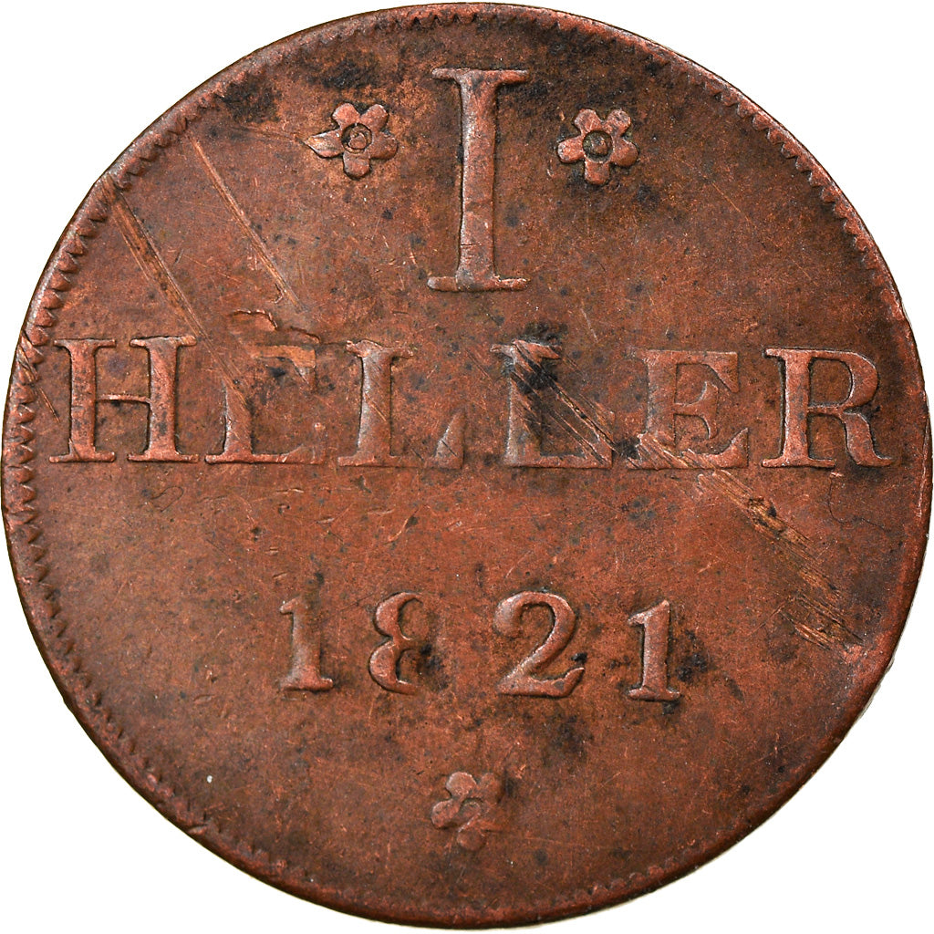 Münze, Deutsch Staaten, FRANKFURT AM MAIN, Heller, 1821, S, Kupfer, KM:301