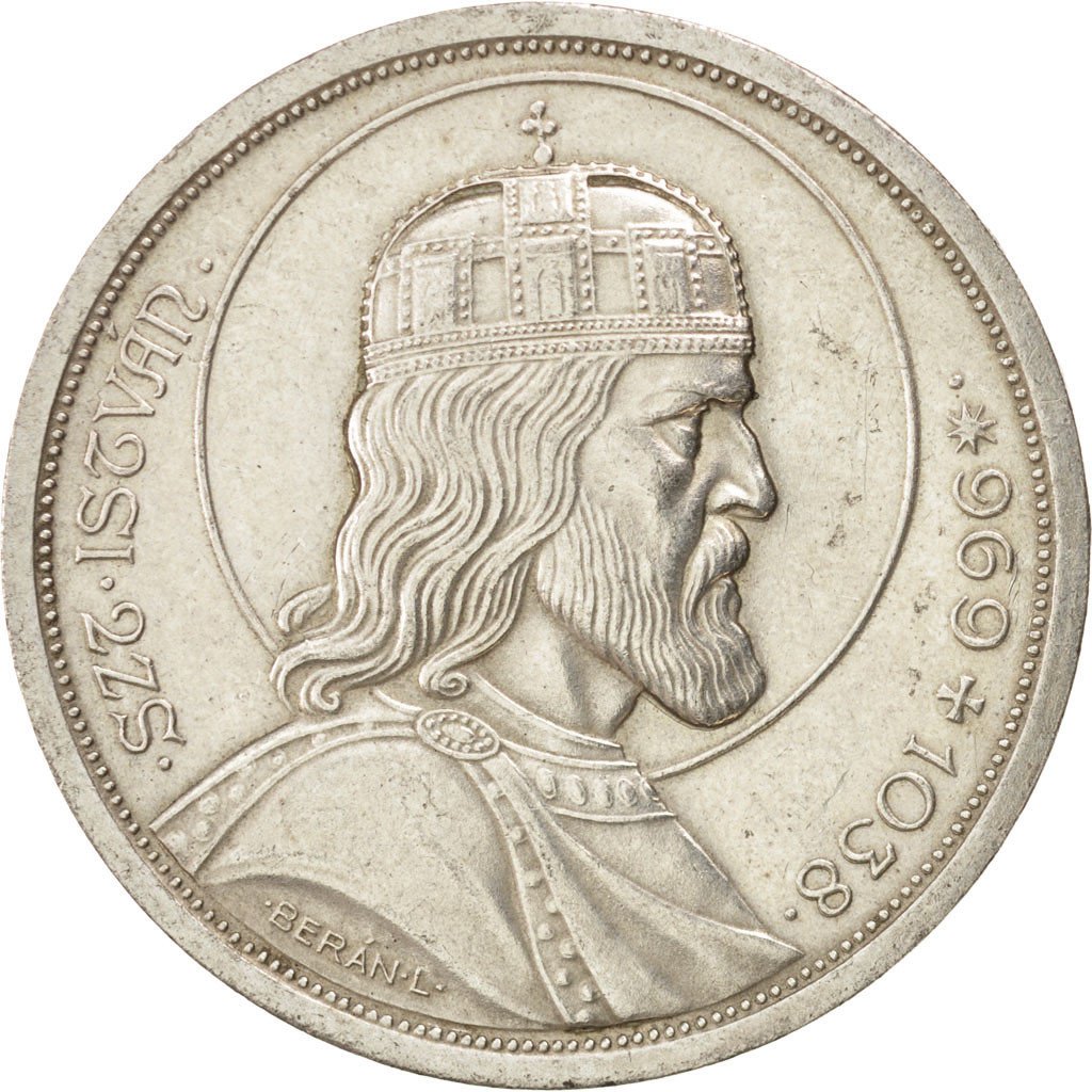 HUNGARY, 5 Pengo, 1938, KM #516, AU(50-53), Silver, 36, 24.93