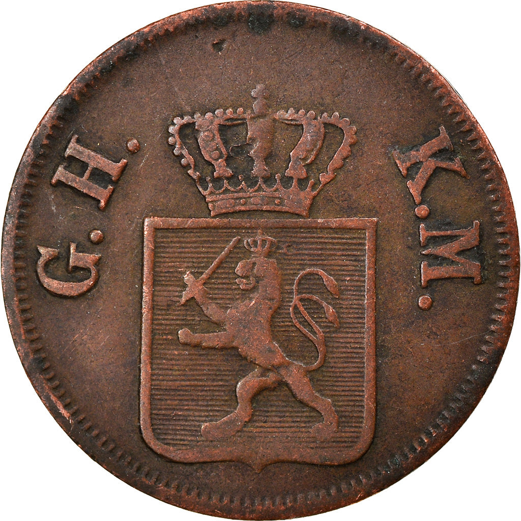 Münze, Deutsch Staaten, HESSE-DARMSTADT, Ludwig III, Heller, 1855, S+, Kupfer