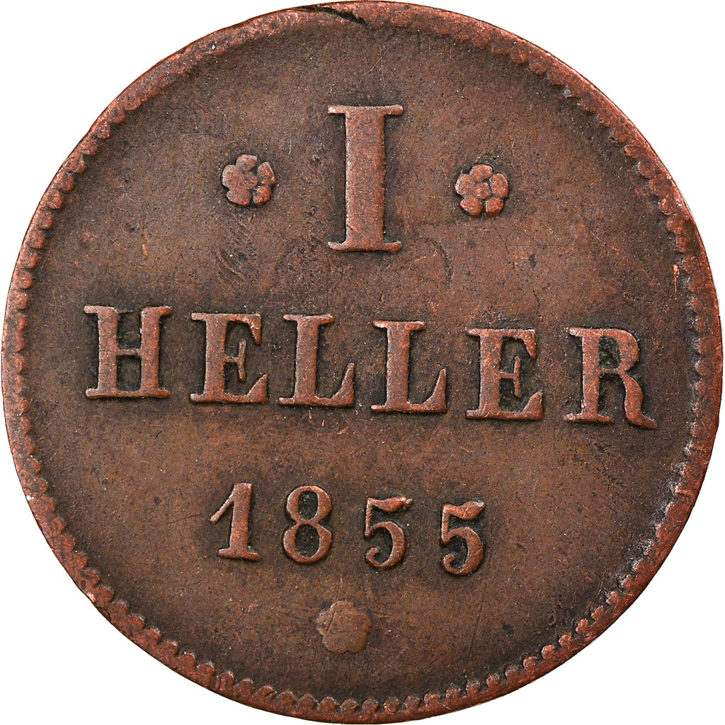 Münze, Deutsch Staaten, HESSE-DARMSTADT, Ludwig III, Heller, 1855, S+, Kupfer